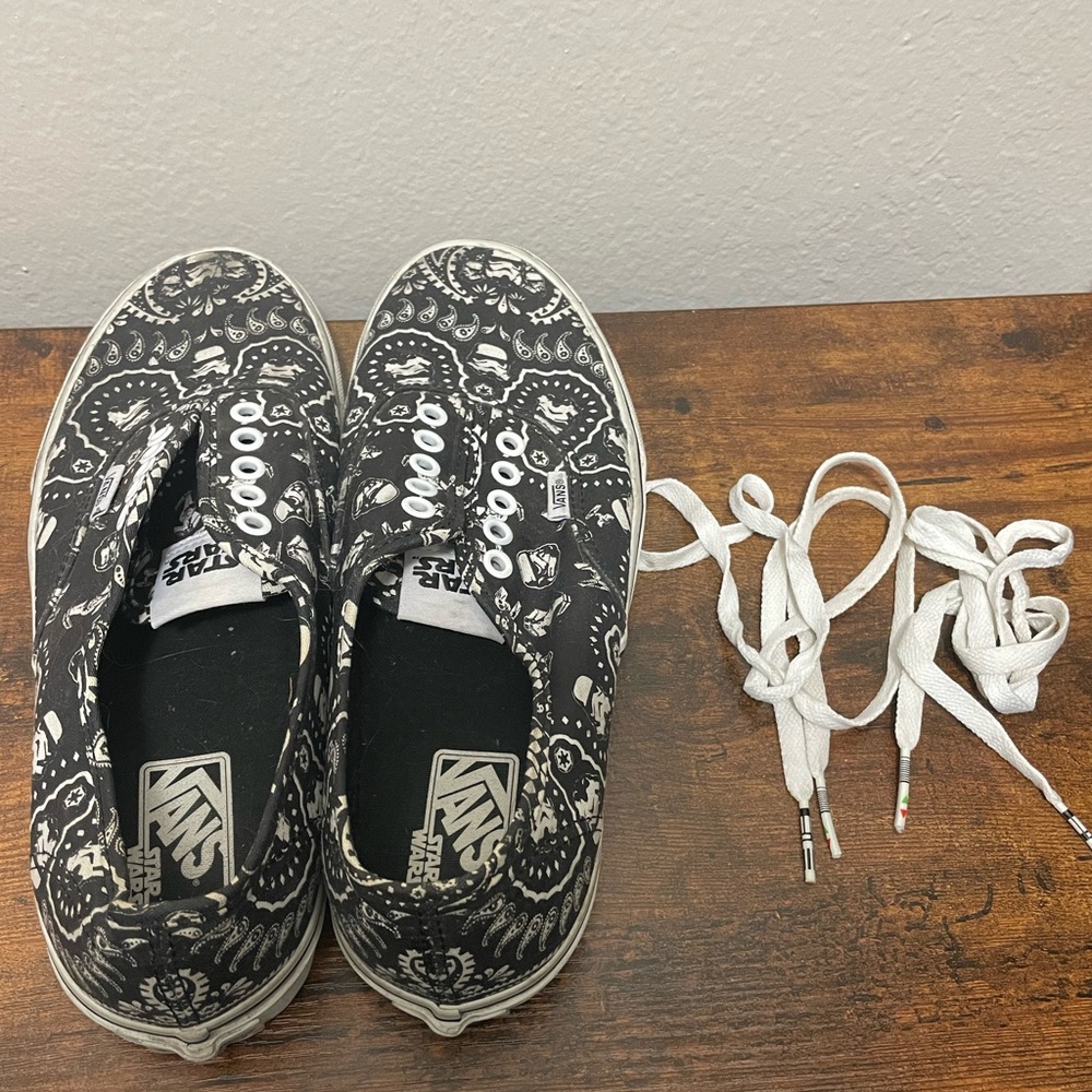 Star Wars Stormtrooper Black & White Paisley Pattern Unisex Vans Sneakers - Picture 3 of 14